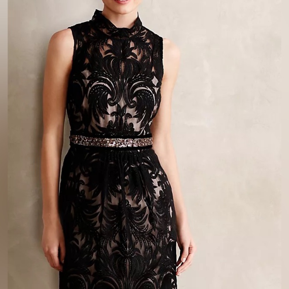 Anthropologie overture black tulle sheath by Yoana Baraschi- size 0 / or small